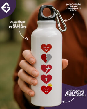 Squeeze de Alumínio com Mosquetão Plano da Salvação- Branca – 500ml
