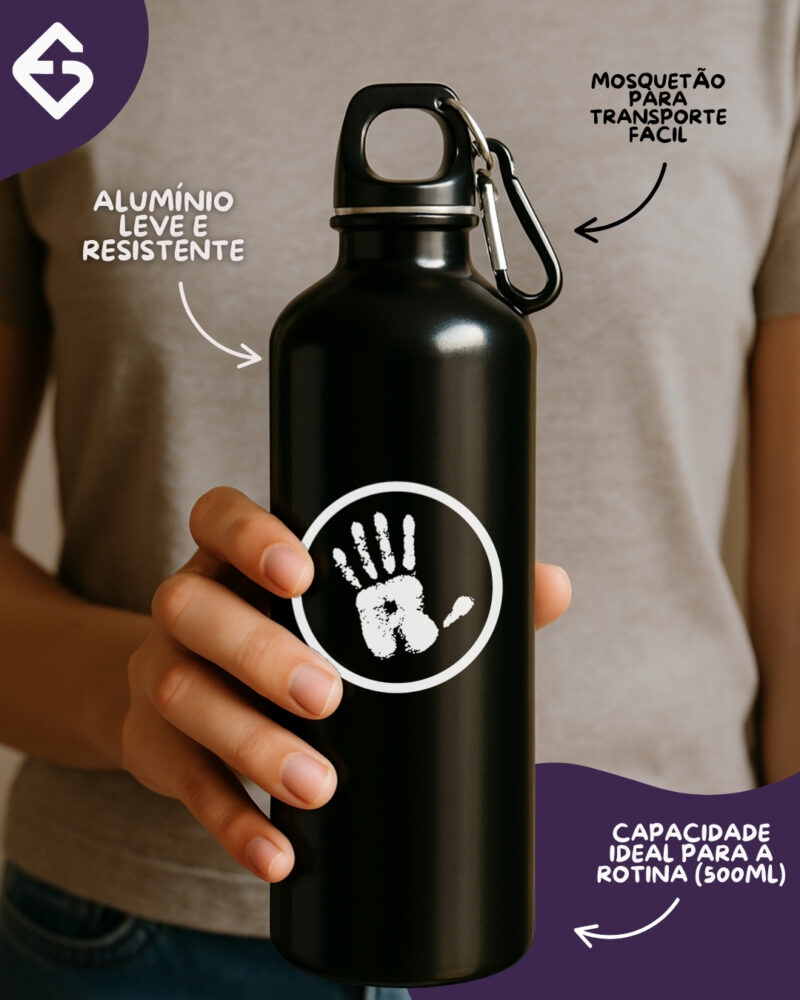 Squeeze de Alumínio com Mosquetão Logo RL - Preta – 500ml
