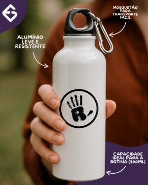 Squeeze de Alumínio com Mosquetão Logo RL - Branca – 500ml
